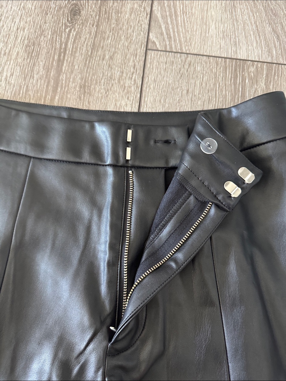 INC International Concepts Black Faux Leather Straight-Leg Pants - Picture 4 of 7